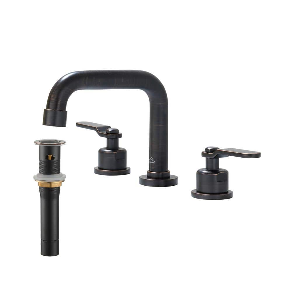 CASAINC 8 In. Widespread 2-Handle Bathroom Faucet With Drain Kit ...