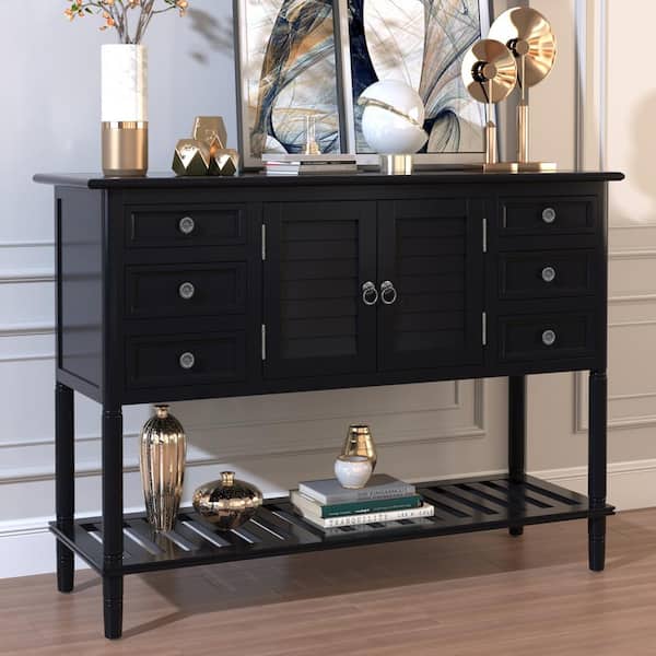 1 Cabinets And Shelf Wf28026pbh0aab, Black Modern Console Table With Storage