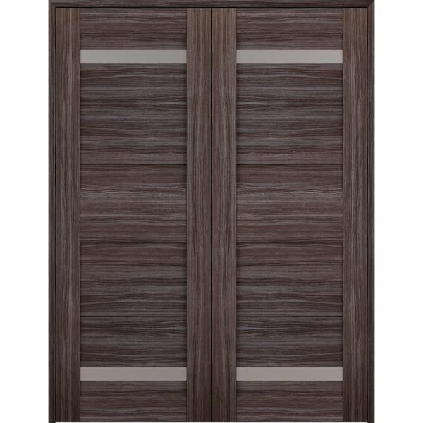 Belldinni Imma 56" x 84" Both Active 2-Lite Gray Oak Composite Wood Double Prehung French Door