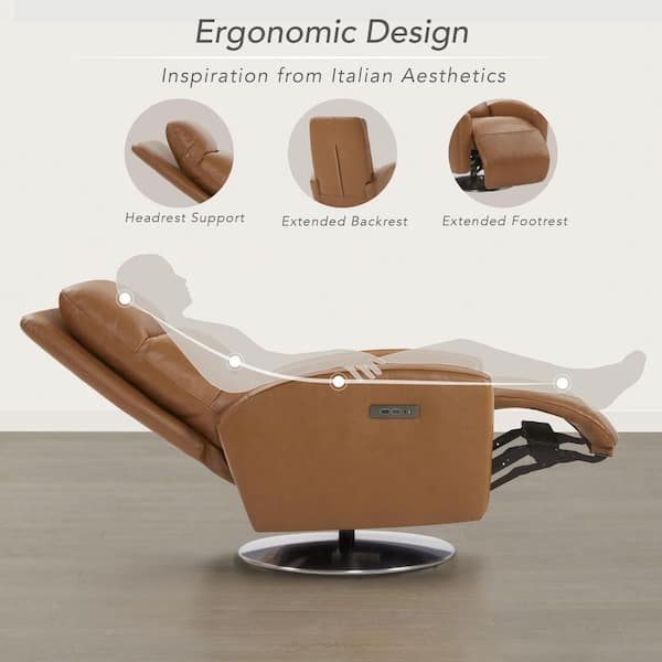 Sophie Saddle Genuine Leather 270° Swivel Adjustable Recliner with Power Headrest, USB and Type-C Charging Ports