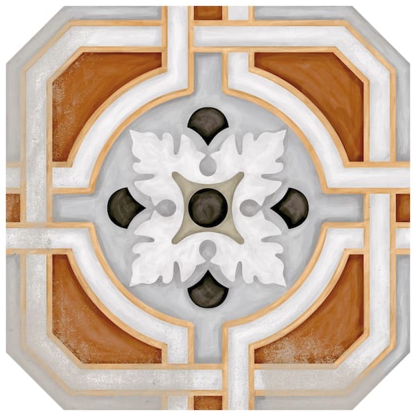 Vaudeville Octagon Deco Zimer 8 in. x 8 in. Porcelain Floor and Wall Tile (10.75 sq. ft. /Case)