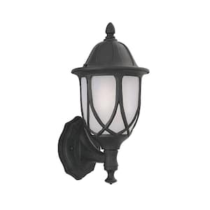Capella 18 in. Black 1-Light Outdoor Line Voltage Wall Sconce with No Bulb Included