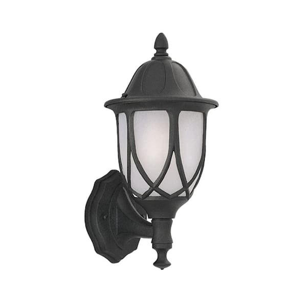 Designers Fountain Capella Black 1-Light Outdoor Line Voltage Hardwired Porch Light Wall Sconce with No Bulb Included