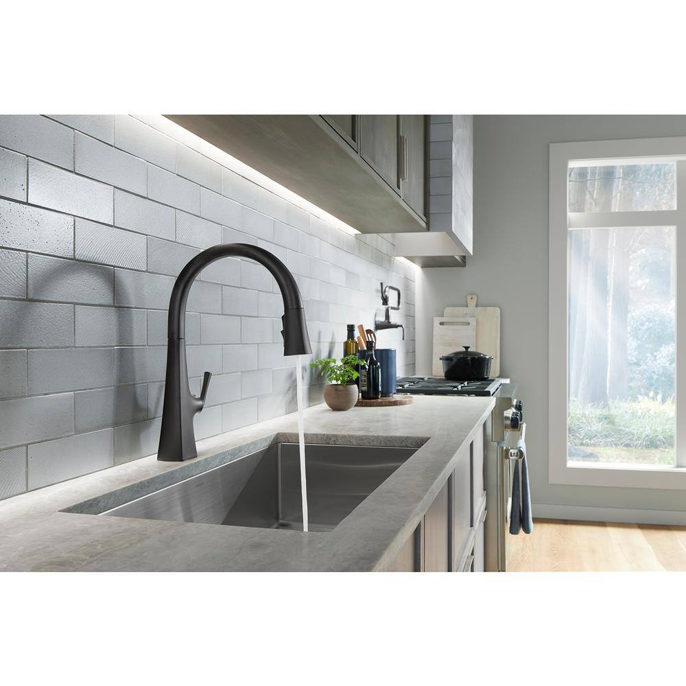 Matte Black Pull-Down Kitchen Faucet with Sprayhead