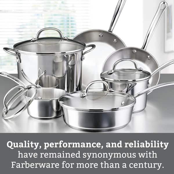 Farberware Easy Clean Aluminum Nonstick Cookware Pots and Pans Set,11-Piece,  Silver 