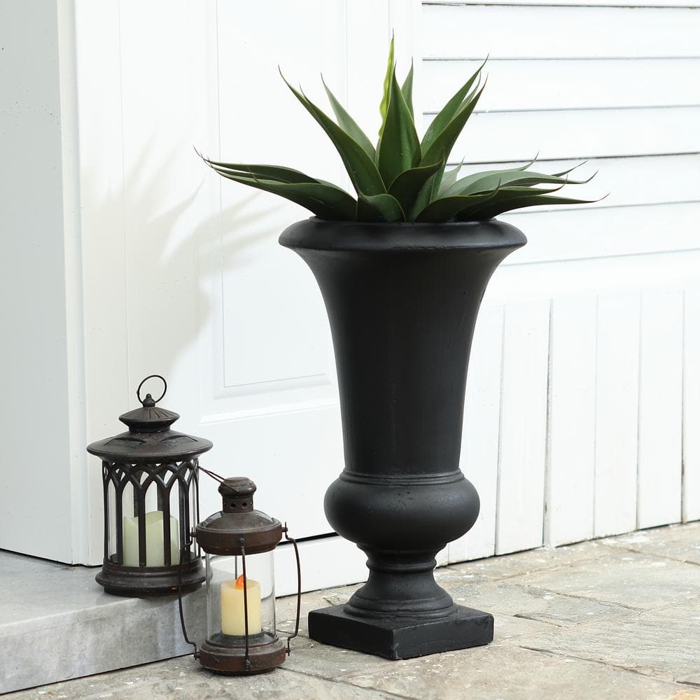 Elegant 25" Matte Black MgO Slim Urn Planter for Outdoor Elegance