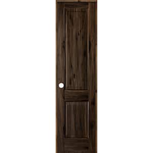 24 in. x 96 in. Knotty Alder 2 Panel Right-Hand Square Top V-Groove Black Stain Solid Wood Single Prehung Interior Door