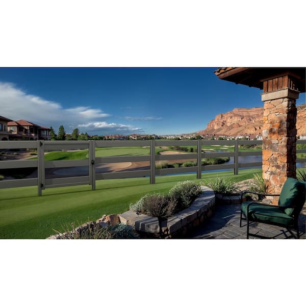 Natures Composites Composite Modern 3-Board Ranch Rail Gate ( 3 ft. H x 4 ft. W) Slate Grey Fence Gate