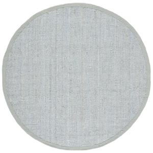 Natural Fiber Gray 4 ft. x 4 ft. Woven Cross Stitch Round Area Rug