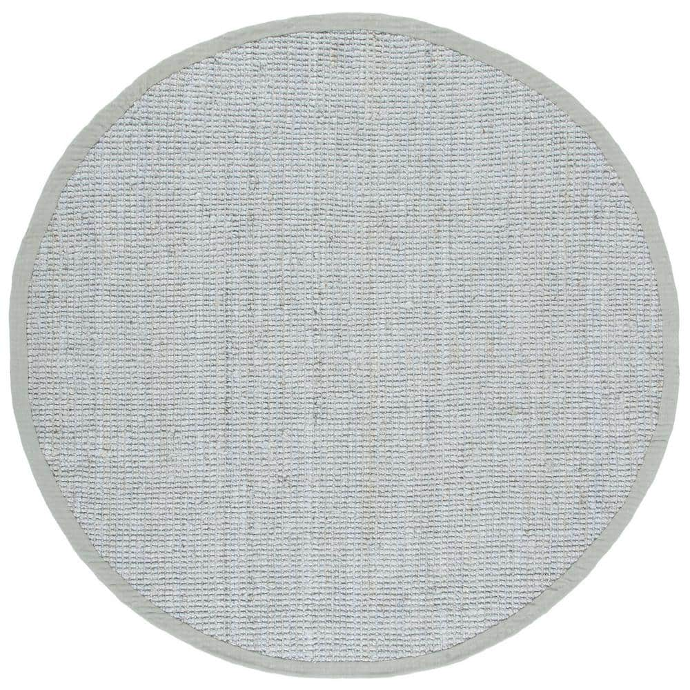 SAFAVIEH Natural Fiber Gray 5 ft. x 5 ft. Woven Cross Stitch Round Area Rug