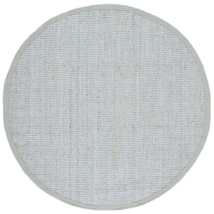 Natural Fiber Gray 5 ft. x 5 ft. Woven Cross Stitch Round Area Rug