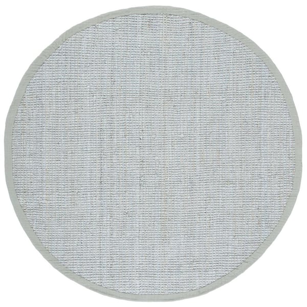 SAFAVIEH Natural Fiber Gray 7 ft. x 7 ft. Woven Cross Stitch Round Area Rug