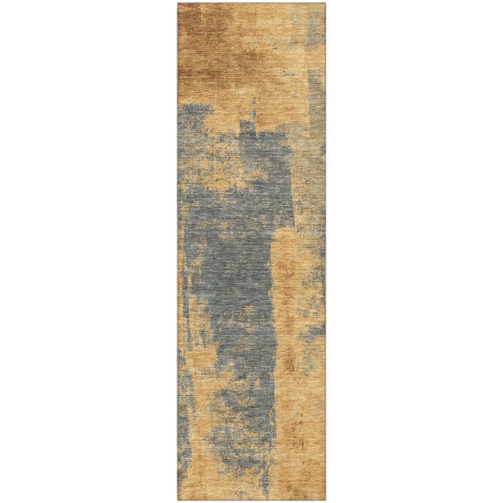 Mayfield Premium Machine Washable Abstract AMF1984 Gold 2 ft. x 7 ft. Runner Rug price history on PriceWatchPro