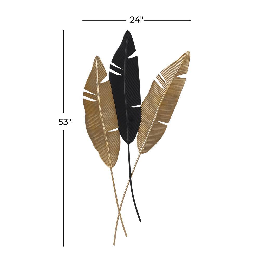 Contemporary Gold and Black Metal Palm Leaf Wall Sculpture