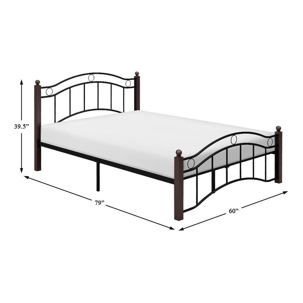 Averny Full Black and Brown Metal Platform Bed