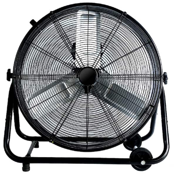 Industrial Fan 24 in. 3-Speed Drum Fan-360° Tilt, Heavy-Duty Drum, 8800 CFM, Black