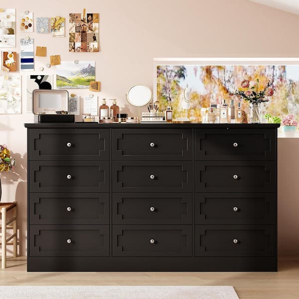 home depot black dresser Kingdely 12-Drawer 61 in. Width Chest of Drawers, without Mirror, Storage Cabinet, Sidedboard L-THD-330122-02 Brown Flier Girl Dress, springfriendfam26apptext Use high cost performance Secondary color:Purple