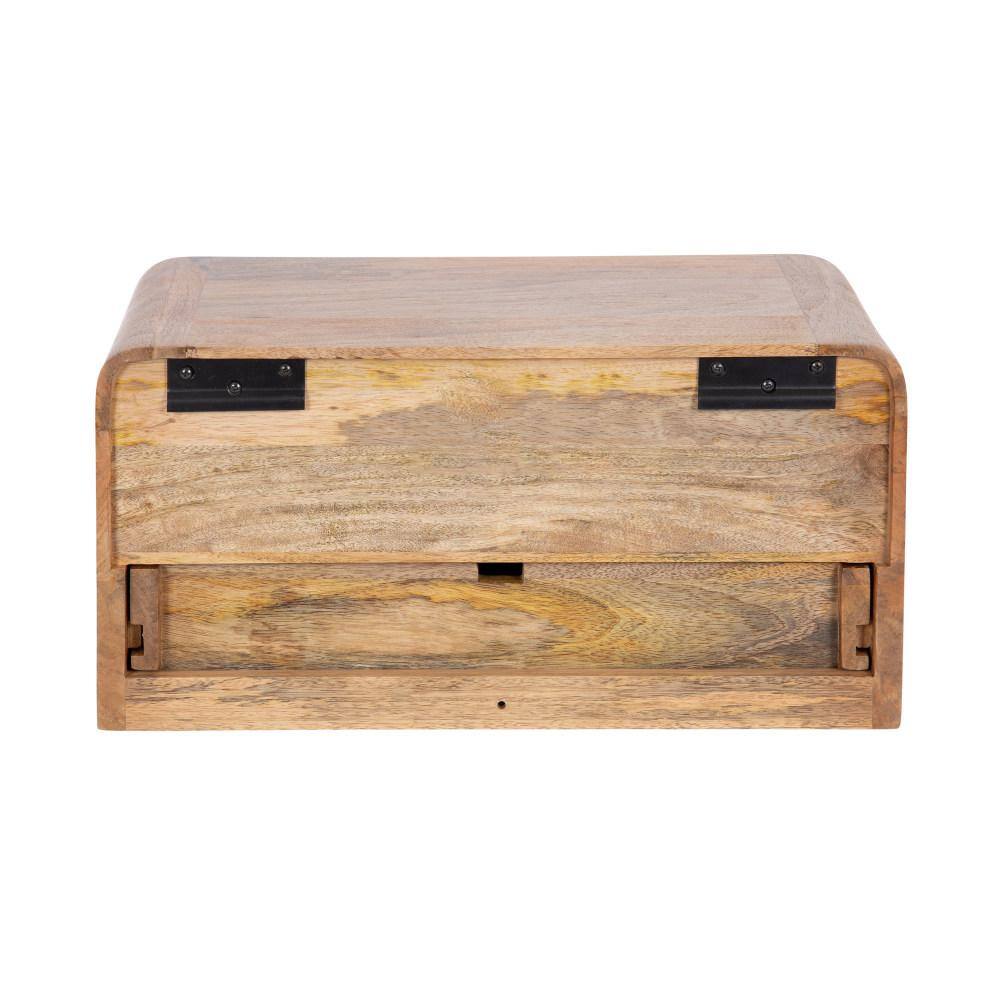Natural Mango Wood Floating Side Table with Drawer