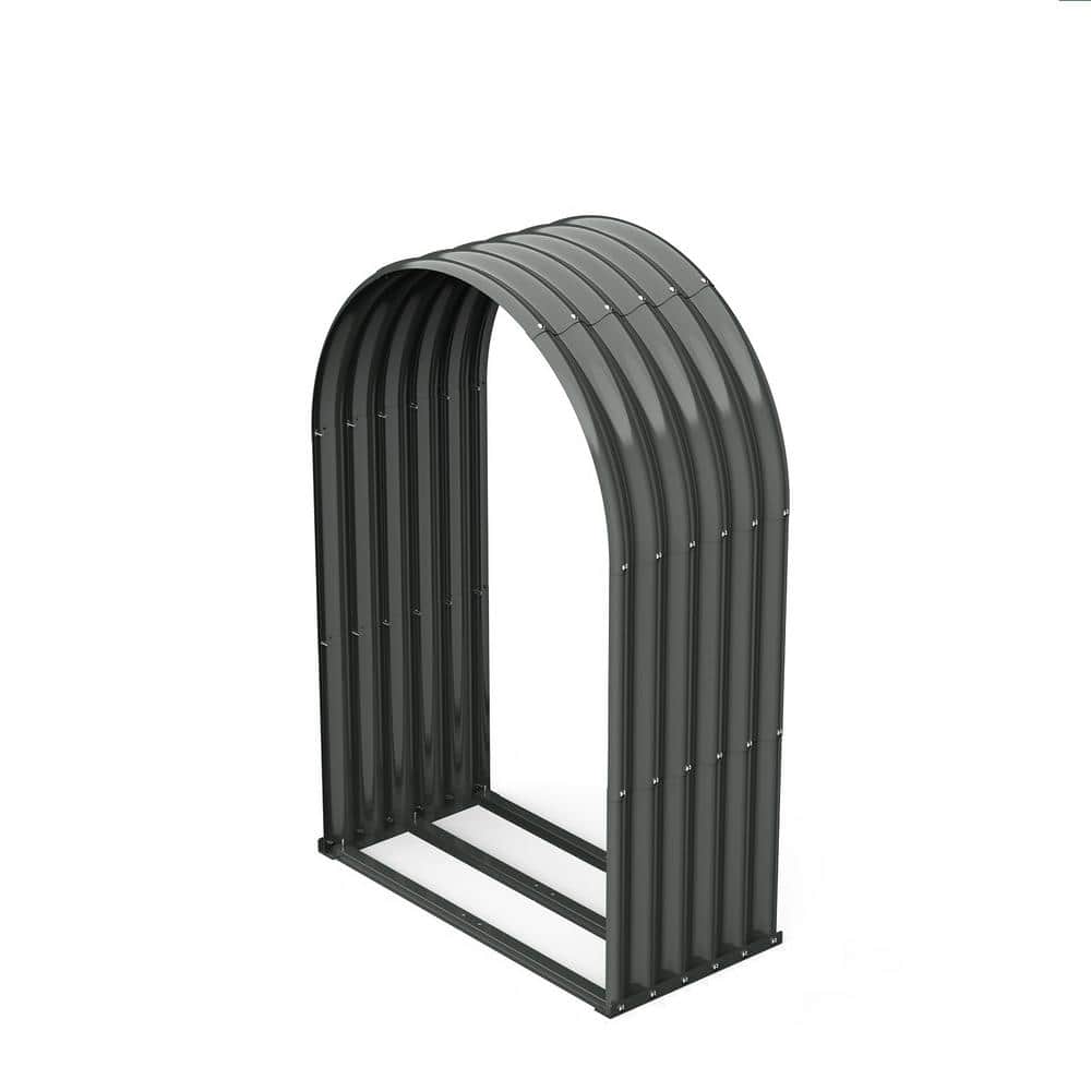 36 in. Heavy-Duty Outdoor Firewood Rack Gray Galvanized Steel Log Holder Lu