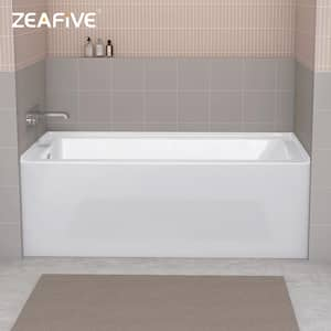 60 in. x 30 in. Apron Front Soaking Tub Acrylic Double Ended Bathtub with Left Drain Non-Slip Soaker Bathtub in White