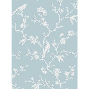 40.5 sq. ft. Blue Skies Songbird Chinoiserie Vinyl Peel and Stick Wallpaper Roll