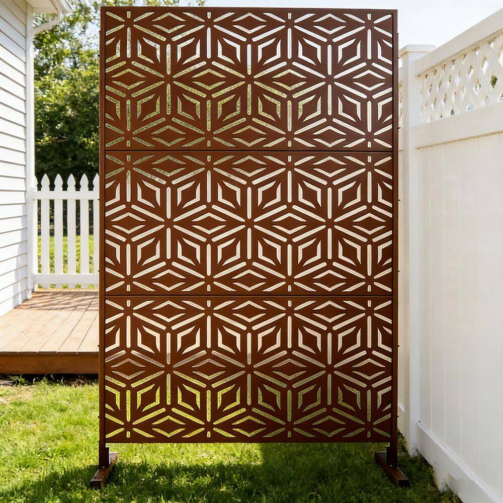 76 in. x 48 in. Freestanding Decorative Privacy Screen Brown Metal for Outside Lawn Garden price history on PriceWatchPro