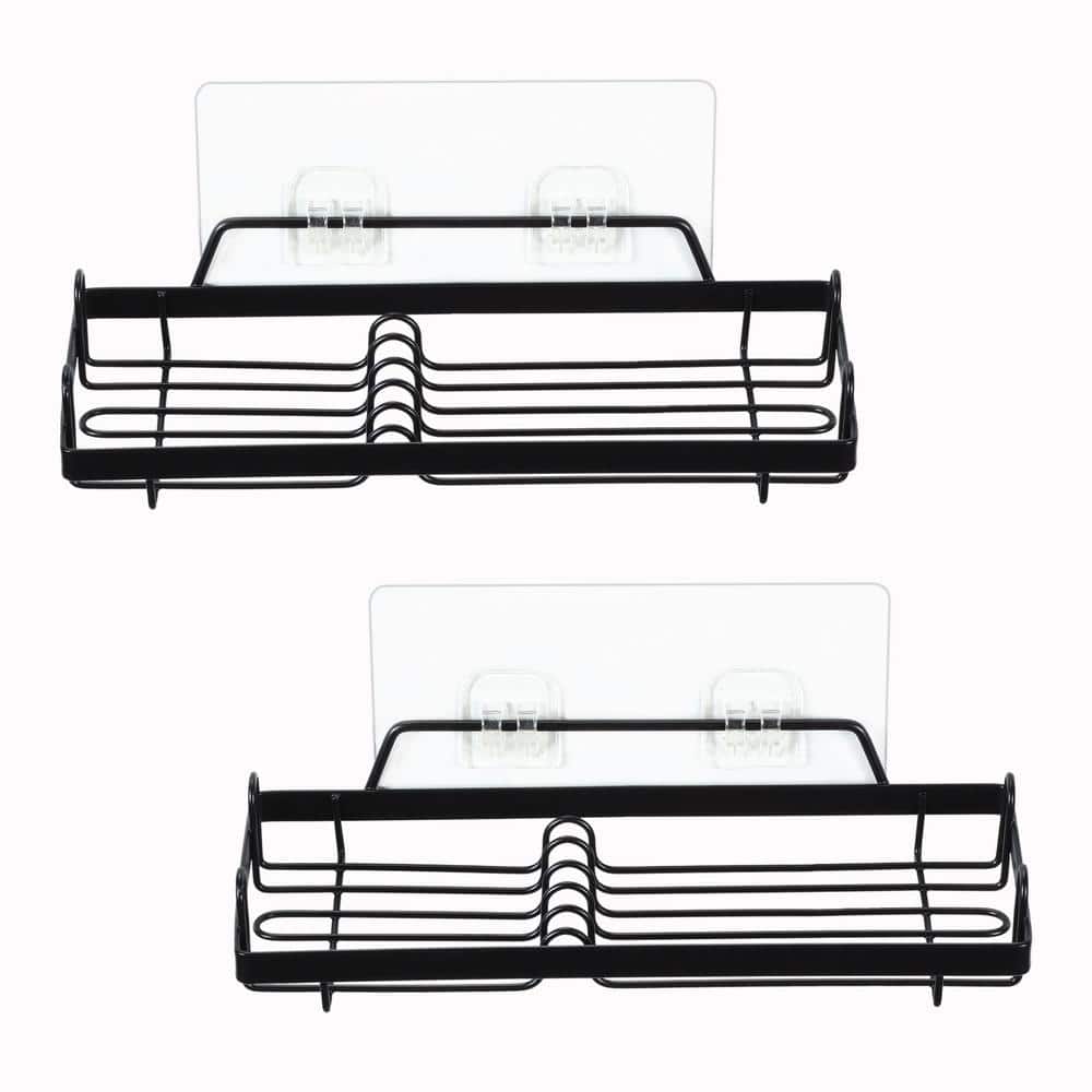 Oumilen Adhesive Wall Mounted Soap Holder Basket Shower Caddy in Black ...
