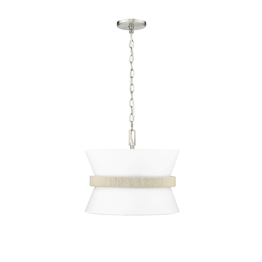 Kimbry 3-Light 16.1 in. Brushed Nickel Pendant-Light Fabric price history on PriceWatchPro