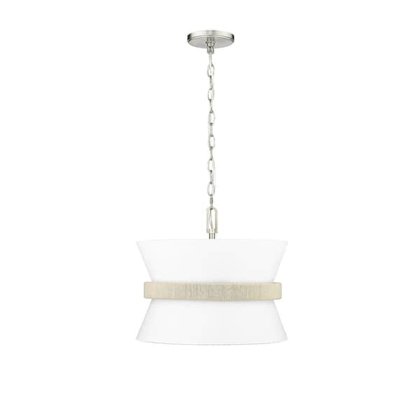 Kimbry 3-Light 16.1 in. Brushed Nickel Pendant-Light Fabric