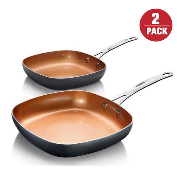 GOTHAM STEEL Frying Pan Set, 2 Piece Nonstick Ceramic Copper Fry Pans Set,  8.5” & 9.5” Non Stick Skillet, PFOA Free, Dishwasher Safe Cool Touch Handle