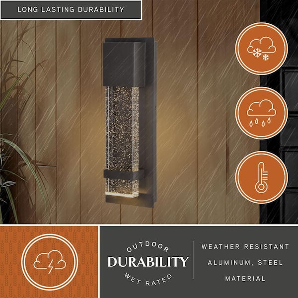 Wabash Aluminum 1-Light LED Gray Contemporary Outdoor Wall Light with Clear Glass