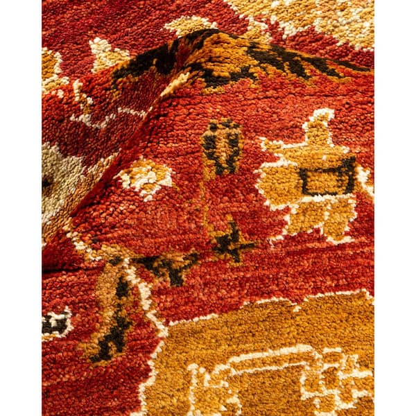 Electric 5 ft. x 8 ft. Orange Floral Wool Indoor Area Rug