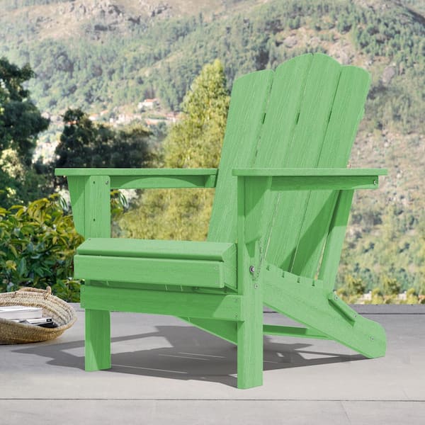 JEAREY Light Green HDPE Folding Plastic Adirondack Chair(1 Pack）
