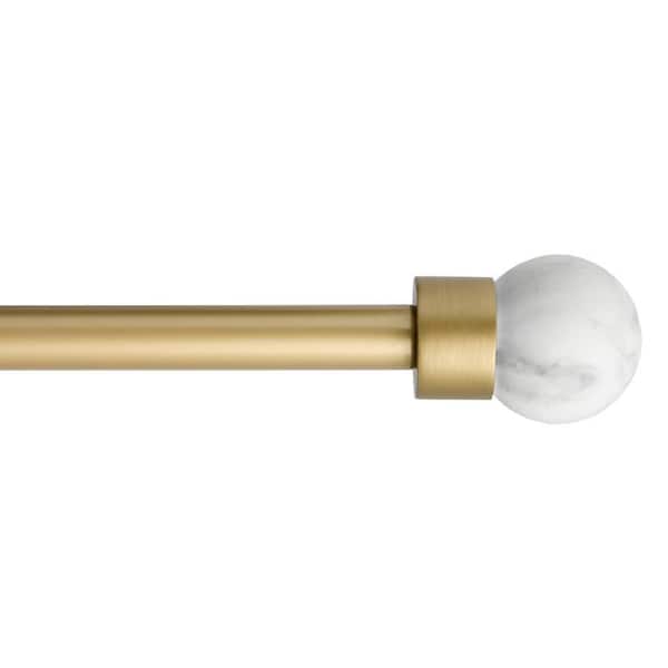 Marbled Sphere 66 in. - 120 in. Matte Gold Single Curtain Rod