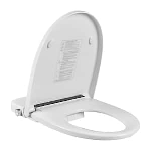 Electric Quiet Close Bidet Seat for Elongated Toilets in White with Heated Seat, Nightlight