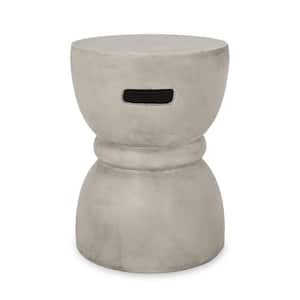 13 in. Diameter x 18 in. Height Outdoor Light Weight Concrete Patio Round Side Table in Gray for Garden, Lawn, Balcony