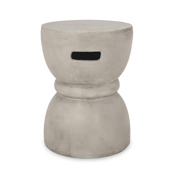 Zeus & Ruta 13 in. Diameter x 18 in. Height Outdoor Light Weight Concrete Patio Round Side Table in Gray for Garden, Lawn, Balcony