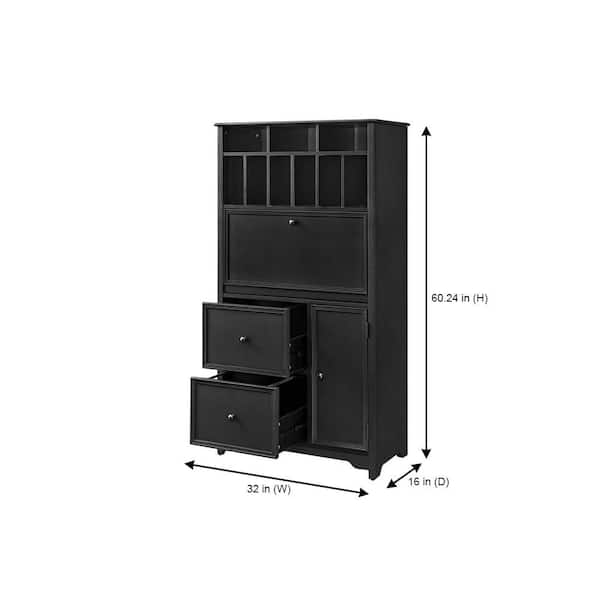 Bradstone 32 in. Charcoal Black Secretary Desk