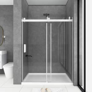 68 to 72 in. W. x 76 in. H Sliding Frameless Soft-Close Shower Door in Brushed Nickel with Tempered Glass