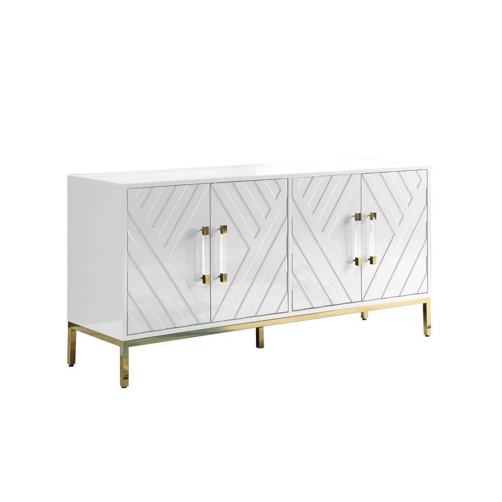 Junior 64" White and Gold Transitional Wood Sideboard
