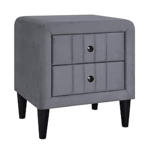 20.5 in. W x 16.2 in. D x 22.2 in. H Upholstered Gray Wood Linen Cabinet with 2-Drawers