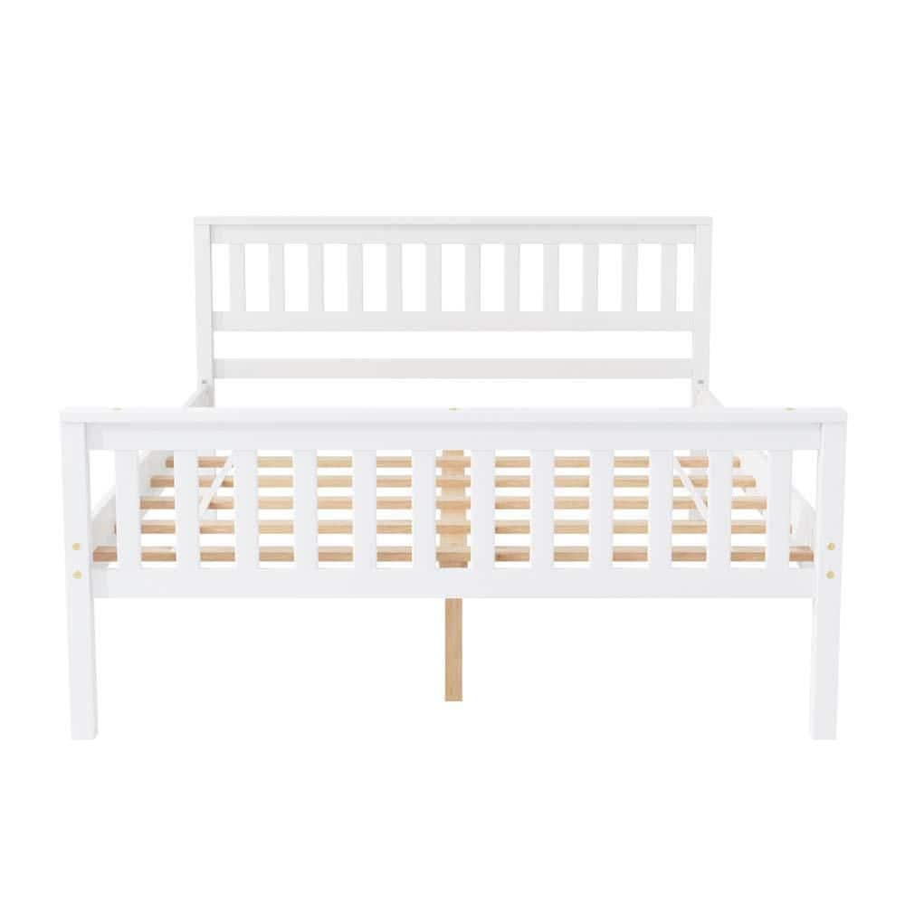 Wetiny White Wood Frame Full Platform Bed With Headboard Z-T-0914023 ...