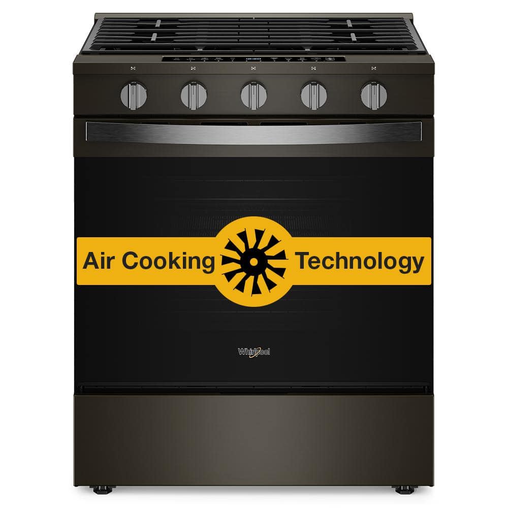 Whirlpool 30 in. 5-Burners Smart Slide-In Gas Range in Black-on ...