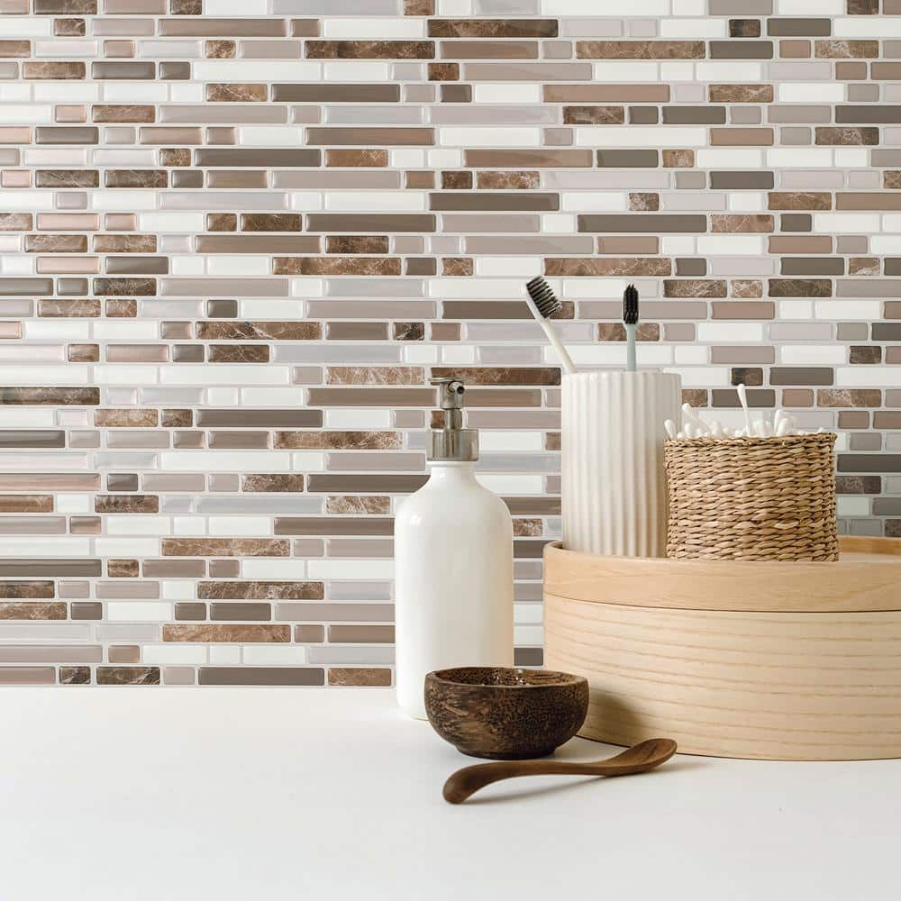 Bellagio Santi Brown and Beige Peel and Stick Backsplash Tiles