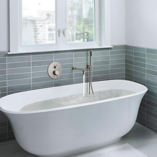 2-Spray Wall Mounted Tub and Shower Faucet Set 2.5 GPM with Handheld Sprayer in Brushed Nickel (Valve Included)