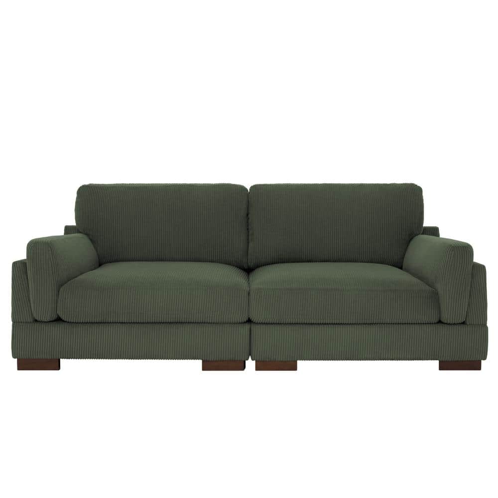 Uixe 90 in. Square Arm Corduroy Fabric Rectangle Upholstered
