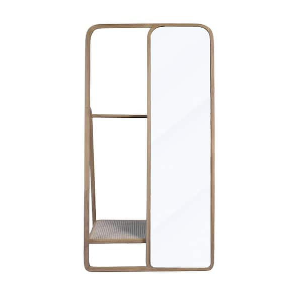 Unbranded 38 in. W x 71.5 in. H Rectangular Wood Framed Brown Mirror for Living Room