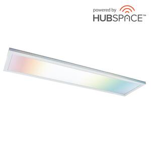 1 ft. x 4 ft. 37-Watt Smart Hubspace Color Selectable RGB White CCT Integrated LED White Flat Panel Ceiling Flush Mount