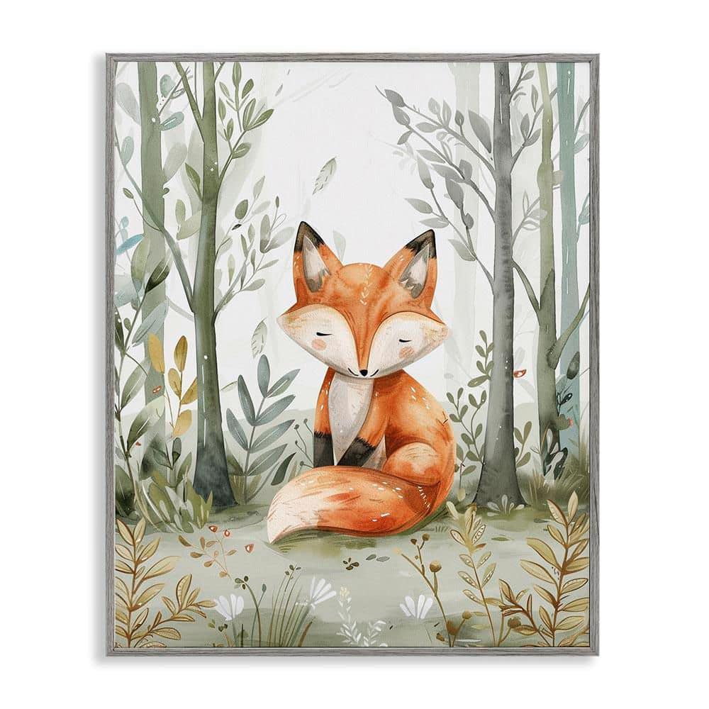 Soft Woodland Fox by LSR Design Studio Gray Framed Nature Giclee Art Print 14 in. x 11 in. price history on PriceWatchPro