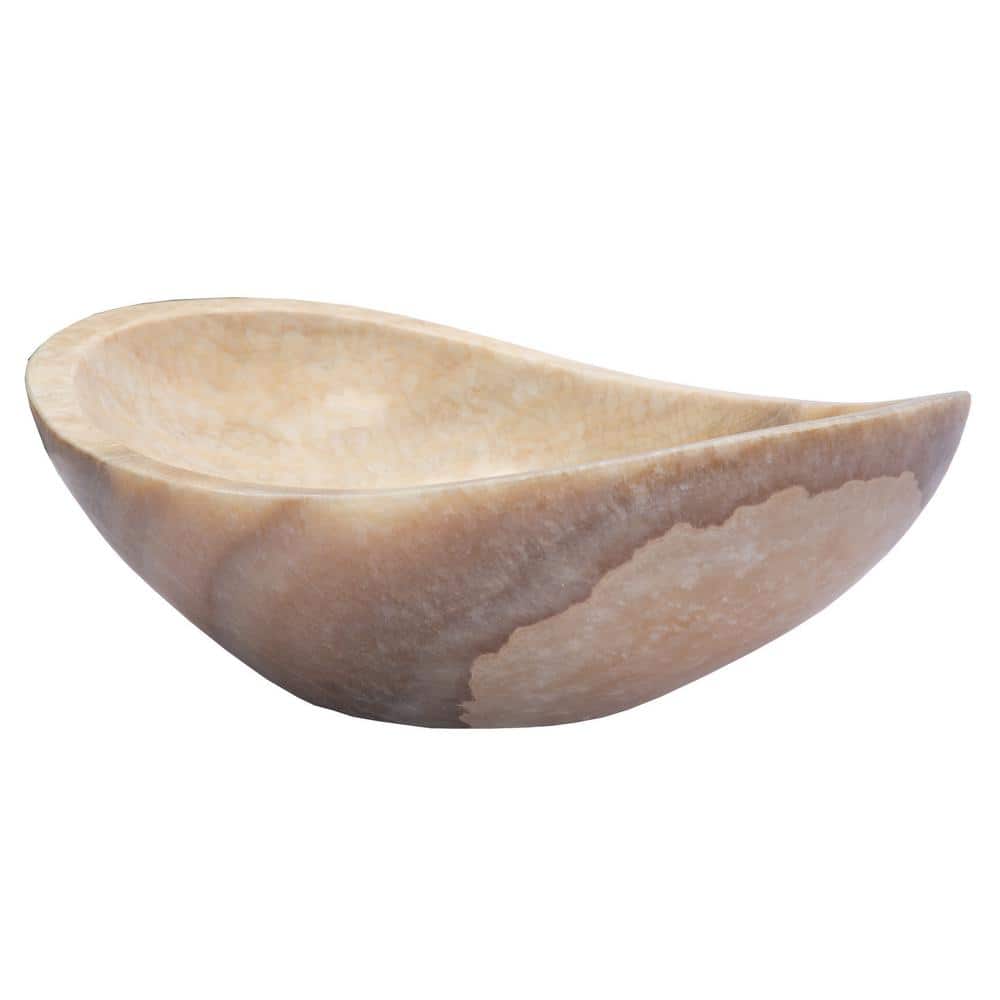 18'' Beige Stone Oval Vessel Bathroom Sink